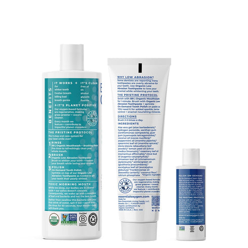 Essential Oxygen Pristine Protocol - A 3-Step System for Your Best Smile Ever, 3 Count Combo Pack