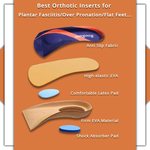 Arch Support Shoe Insert - 3/4 Plantar Fasciitis Inserts with High Arch Support Insoles and Metatarsal Pads for Heel