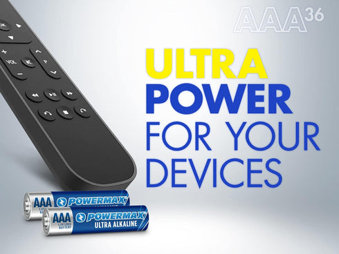 Powermax 36-Count AAA Batteries, Ultra Long Lasting Alkaline Battery with 10-Year Shelf Life