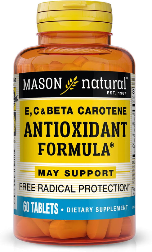 MASON NATURAL Vitamin E, C & A (Beta Carotene) - High Potency Antioxidant Formula, 60 Tablets for Overall Health*