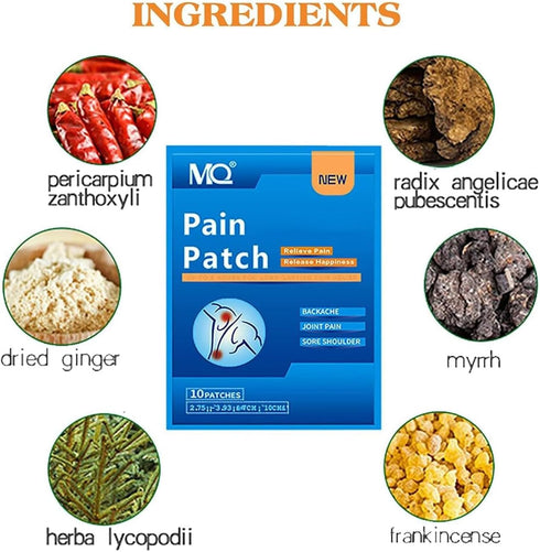 MQ Pain Patches - 60 Count Herbal Heat Patches for Back & Knee Pain Relief
