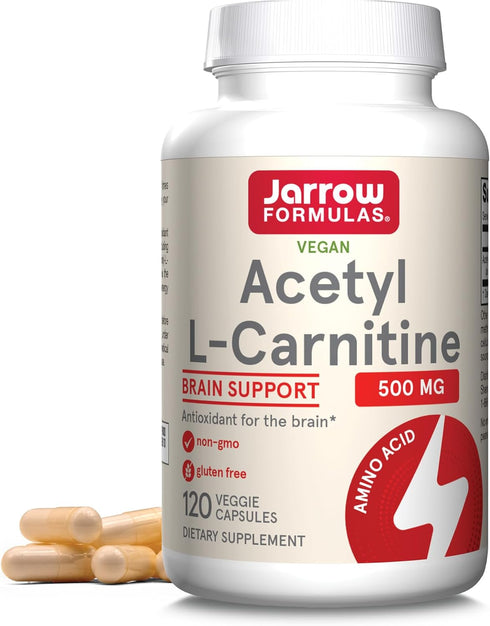 Jarrow Formulas Acetyl L-Carnitine 500mg, Dietary Supplement, 120 Veggie Capsules, Brain Health Support
