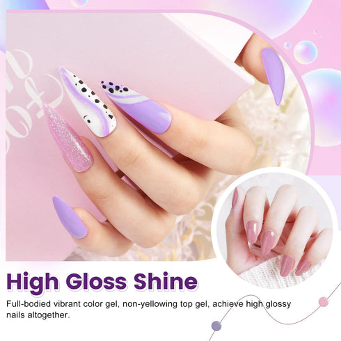 JODSONE Gel Nail Set, 20 Colors High Shine Gel Polish with Base Top Matte Coat, Gorgeous Gifts Show Charm