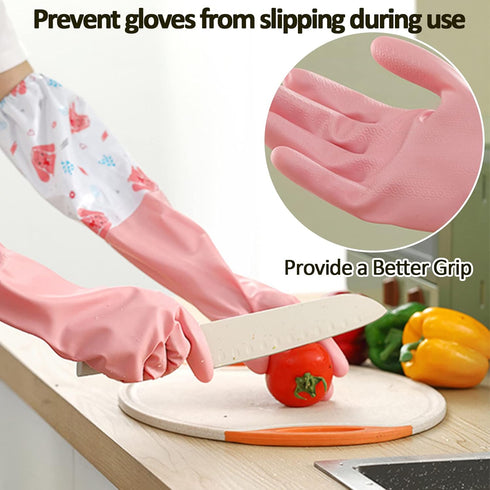 3pcs Dishwashing Cleaning Gloves, Waterproof Reusable Kitchen Long Gloves for Laundry, Cleaning, Working, Gardening