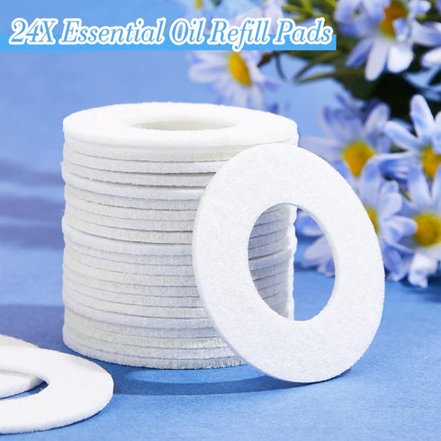 Mini Diffuser Refill Pads, Round Microfiber Aroma Pads for Oil Fan Humidifier, 24 Essential Aromatherapy Pads for Home