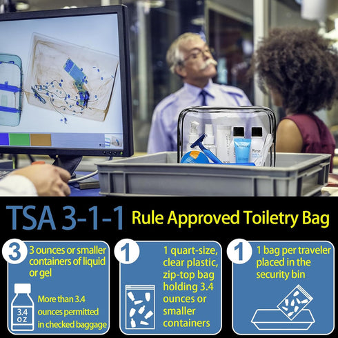 16 Pieces Clear Makeup Bags Bulk - TSA Approved Toiletry Bag for Travel, Waterproof Small Pouches with Zipper