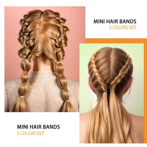 YGDZ Elastic Hair Bands, 600 Pcs Mini Hair Ties in 5 Colors, Elastic Hair Ties for Girls and Women