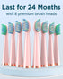 Rtauys M5 Sonic Electric Toothbrush for Adults, Rechargeable with 8 Brush Heads & Travel Case, Pink