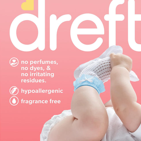 Dreft Free & Gentle Liquid Laundry Detergent, Hypoallergenic, Free of Dyes and Perfumes for Families, 64 Loads