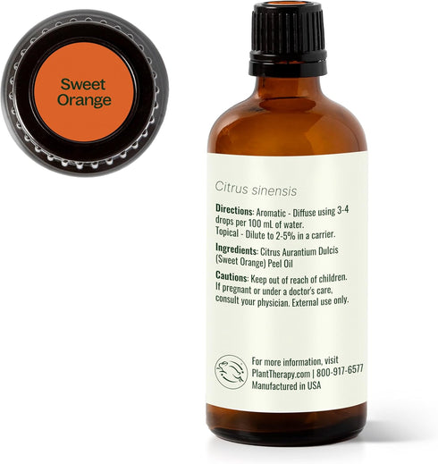 Plant Therapy Sweet Orange Essential Oil 100% Pure, Natural Aromatherapy, 100 mL (3.3 oz)