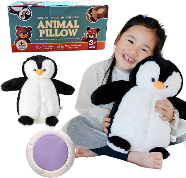 Snugglekid Penguin Sensory Weighted Vibrating Pillow, Pressure Activated for Kids Adults, 11x20, Pillow