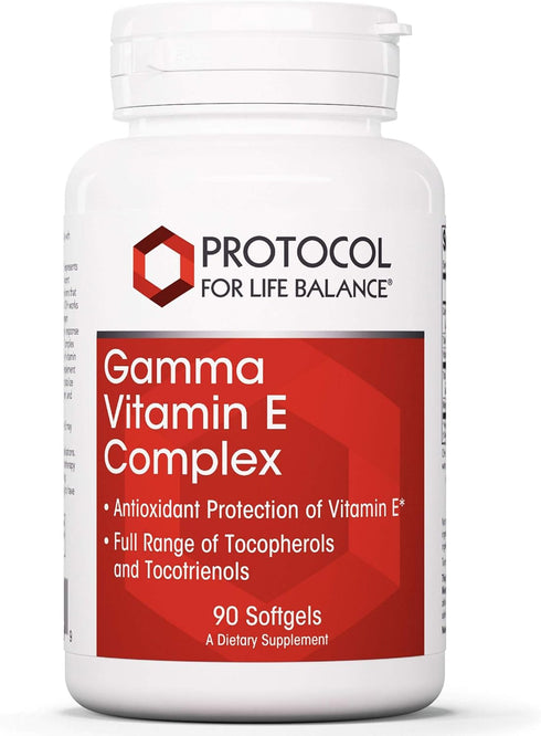 Protocol Gamma E Toco Complex - 90 Softgels - Vitamin E 300mg for Antioxidant Support, Cardiovascular Health & Brain
