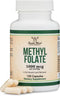 Methylfolate 1,000mcg, 120 Capsules - Third Party Tested Methyl Folate Supplement, Non-GMO, Vegan Safe
