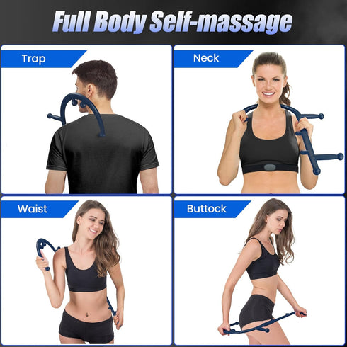 Massage Trigger Point Cane, Deep Tissue & Fibromyalgia Pain Relief, Shoulder Neck Back Massage Hook Cane (Royal Blue)