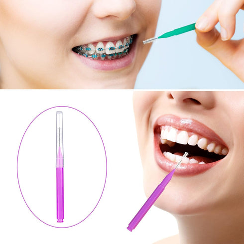 100 Pieces Interdental Brush Toothpick Dental Hygiene Flosser Cleaners for Oral Tooth Cleaning Tool (Attractive Colors)