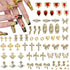 80+ Pcs Golden Nail Charms with Rhinestones, Nail Art Accessories for Women Manicure Craft Supplies