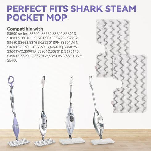 SavStor S3501 S3601D S3601 S3801CO S3901 S3550 SE450 (3pcs) Washable for Shark Steam Mop Replacement Pads: For Shark