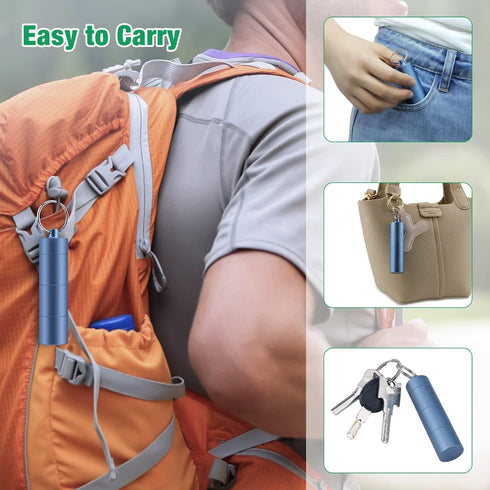 Opret Keychain Pill Holder, Waterproof Portable Travel Pill Box with 3 Compartments for Purse (Blue)
