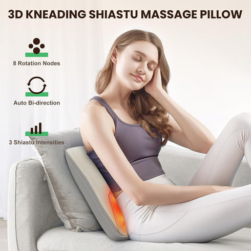 Heycool Back Massager for Pain Relief Deep Tissue, Shiatsu Back and Neck Massager with Soothing Heat, Vibration