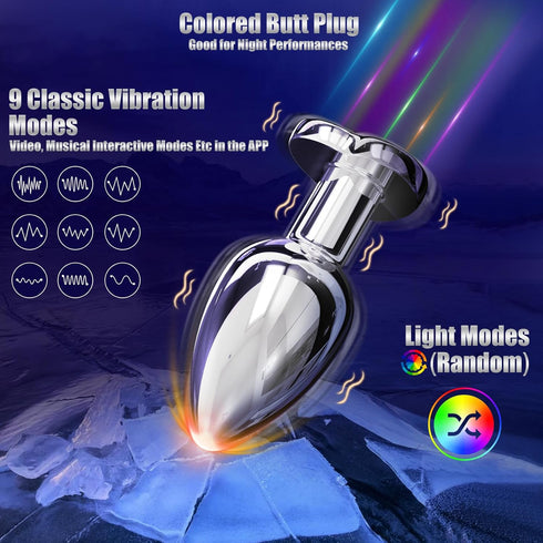 Small Vibrating Butt Plug with Flashing Light Base for Anal Pleasure
