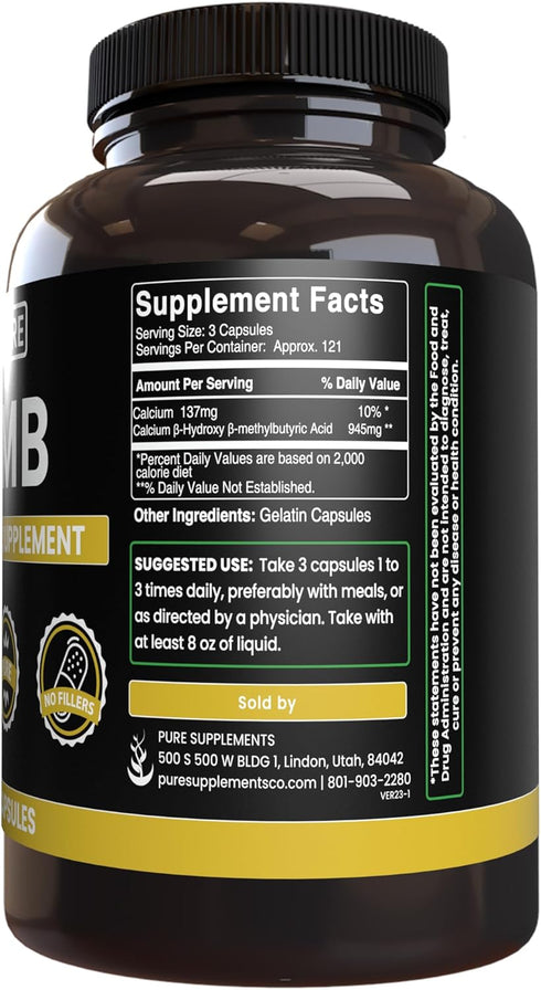 Pure Original Ingredients HMB - 365 Capsules, No Fillers, Always Pure, Lab Verified