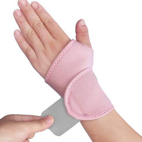 2 Pack Adjustable Wrist Support Brace for Carpal Tunnel, Arthritis, Tendinitis, Joint Pain Relief (Pink)