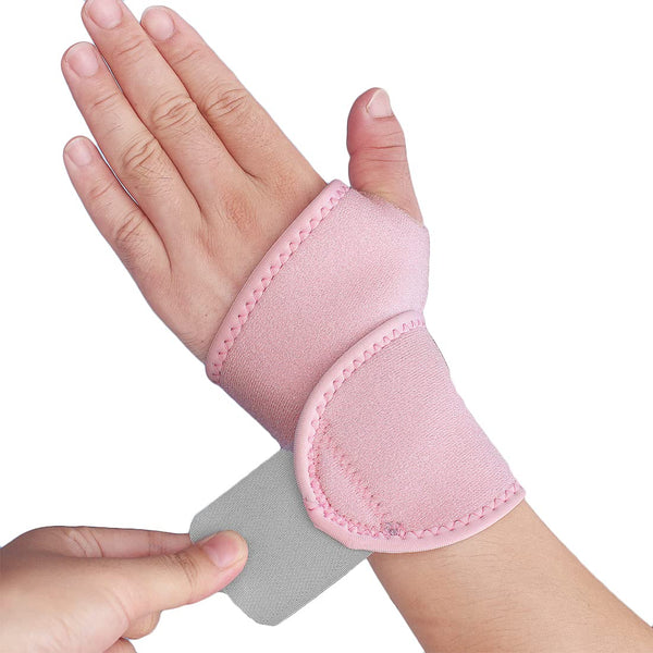 2 Pack Adjustable Wrist Support Brace for Carpal Tunnel, Arthritis, Tendinitis, Joint Pain Relief (Pink)