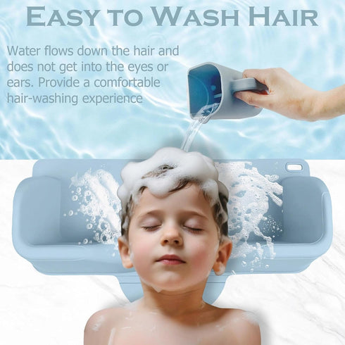 nestery Silicone Portable Shampoo Bowl, Hair Washing Station for Kids and Elderly with Rinse Cup & Scalp Massager, Hair