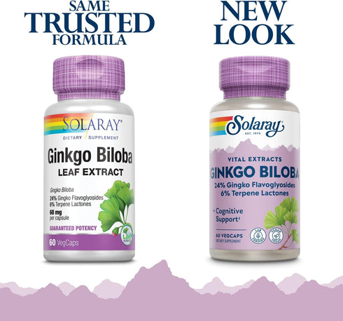 SOLARAY Ginkgo Biloba Extract, 60mg, 60 Count