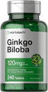 Horbaeach Ginkgo Biloba 120mg, 240 Tablets, Gluten Free & Non-GMO Supplement
