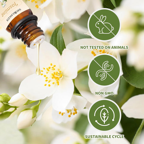 Sedbuwza Sandalwood & Jasmine Essential Oil Gift Set - 100% Pure Organic for Diffuser & Candle Making