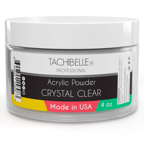 Tachibelle Professional Acrylic Nail System, Acrylic Powder, 4 oz. Made in USA (Crystal Clear 4oz)