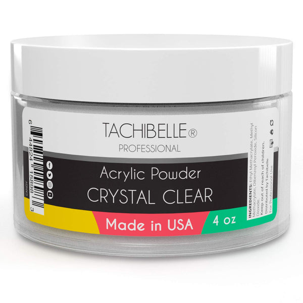 Tachibelle Professional Acrylic Nail System, Acrylic Powder, 4 oz. Made in USA (Crystal Clear 4oz)