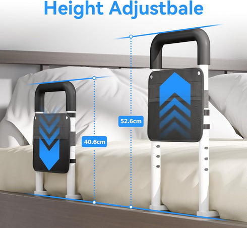 Josmimic 300LBs Bed Rails for Elderly Adults Safety - Adjustable Flat-Tube Design Bedrail for seniors with Storage
