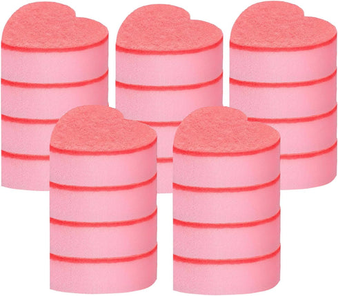Heart Shaped Non-Scratch Scrub Sponge, Dual-Sided Kitchen Sponge and Scrubber, 20 Pcs for Household Cleaning.