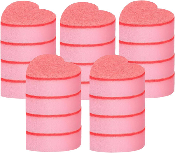 Heart Shaped Non-Scratch Scrub Sponge, Dual-Sided Kitchen Sponge and Scrubber, 20 Pcs for Household Cleaning.