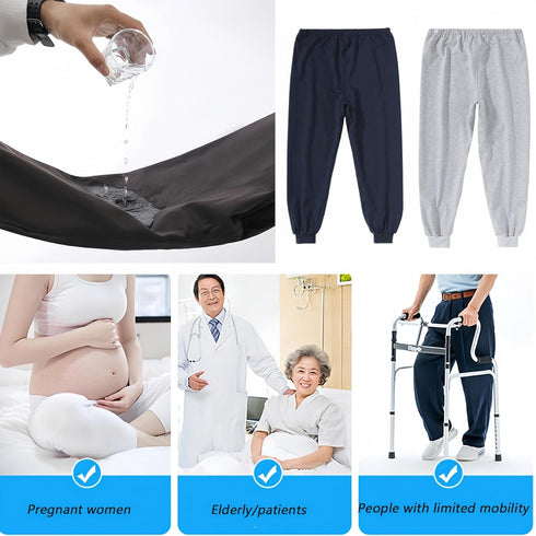 Yodilala TPU Incontinence Care Trousers,Washable Elastic Adjustable Patient Care Trousers,Adult Incontinence Leak-Proof