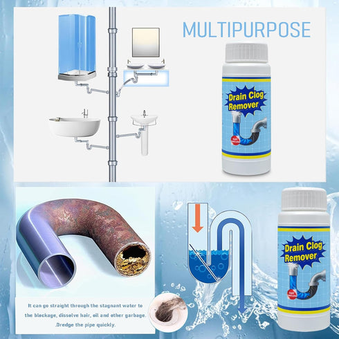 Qwatuy Wild Tornado Sink and Drain Cleaner, Wild Tornado Drain Clog Remover, Powerful Sink Cleaner Powder Fast Foaming