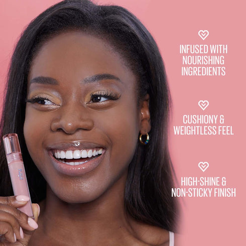 Kaja Lip Gloss - Gloss Shot with Jojoba Oil, Tinted Shimmer, Hydrating, Non-sticky, 02 Milk Tea, 0.14 Fl Oz