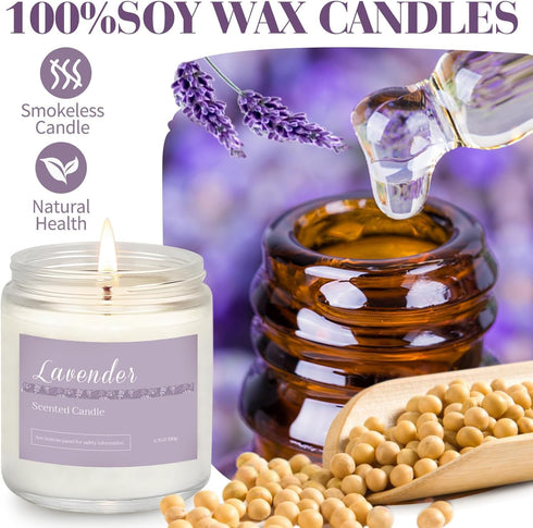 6 Pack Scented Candles for Home - Aromatherapy Gifts Set for Women, Lavender Candle, 37.8 oz