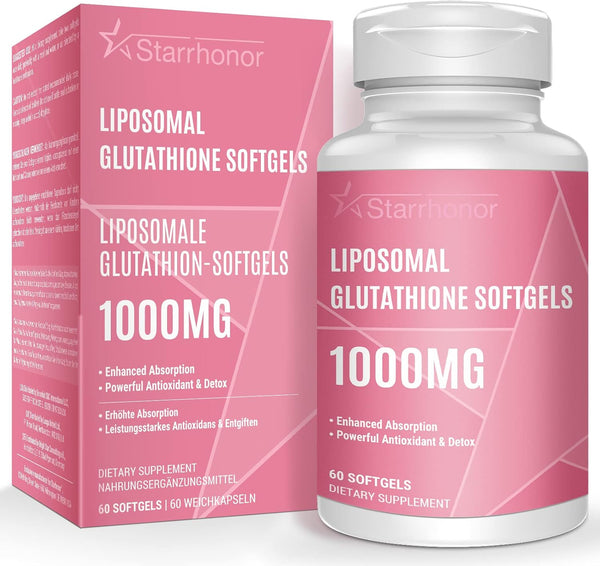 Liposomal Glutathione Softgels 1500MG, 60 Softgels with Vitamin C for Better Absorption, Non-GMO Antioxidant for Aging