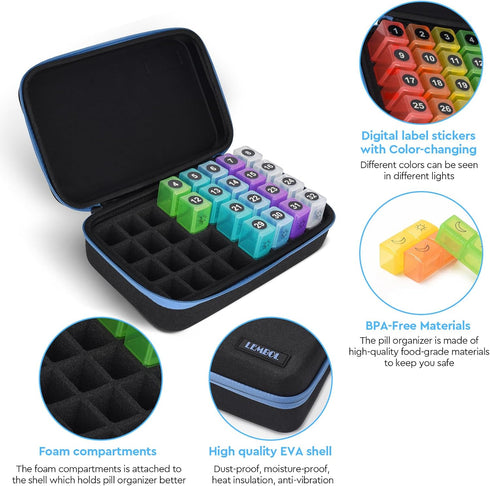 LEMBOL 2 30 Bag,32 Compartments,1 Monthly Pill Organizer Times a Day, Day Pill Organizer Box AM PM with Weekly Pill