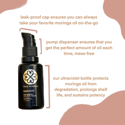True Moringa Oil - 100% Pure Cold-Pressed Oil for Face, Body & Hair, Unrefined, 30 ml (Neroli)