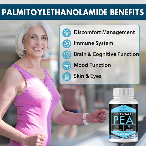 Liposomal Palmitoylethanolamide 1300 MG Plus Luteolin 100 MG, Micronized Pea Supplement for Discomfort