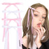 VOBOBE 4PCS Hair Bows for Girls Women, Solid Satin Tassel Bowknot Hair Clips with Long Tail (Pink+White)