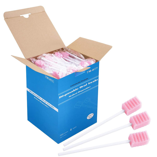 Disposable Oral Swabs, Sterile Dental Sponge Swabsticks for Mouth & Gum Cleaning (250 Pack)