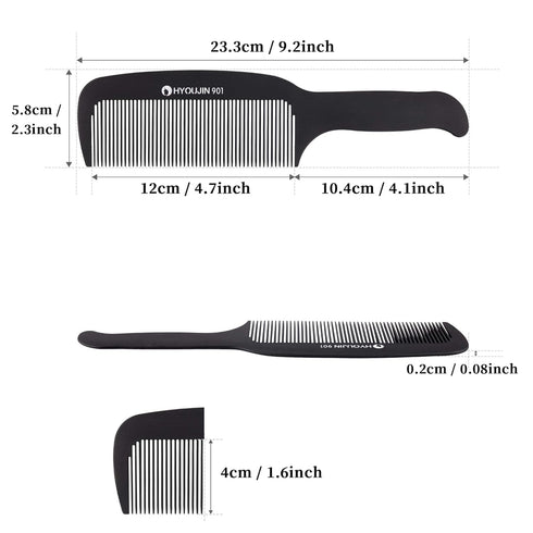 HYOUJIN 901 Black Carbon Flat Top Clipper Comb, 230? Heat Resistant Hair Cutting Combs for Clipper-cuts