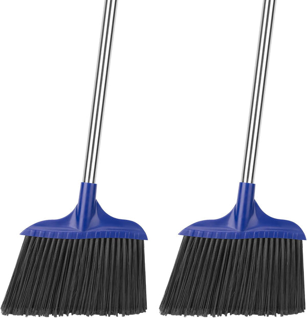 Kefanta 2 Pack Heavy Duty Broom, Indoor/Outdoor Commercial Brooms, Angle Broom 53 inches for Home, Kitchen, Office