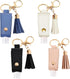 4 Pack Small Hand Sanitizer Keychain Portable Leather Empty Bottles for Toiletry