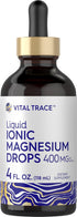 Carlyle Vital Trace Liquid Ionic Magnesium 400 mg | 4 oz | Vegetarian, Non-GMO & Gluten Free Supplement